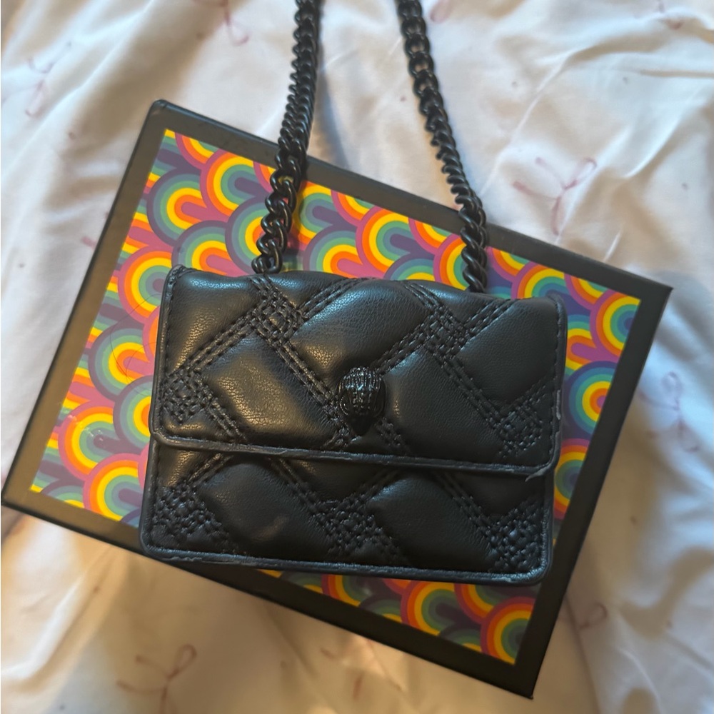Kurt Geiger Black Quilted Chain Crossbody Bag